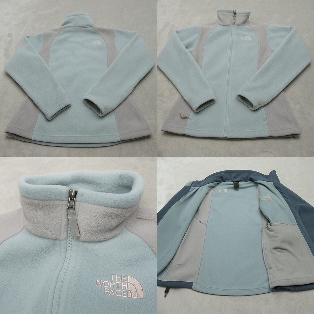 North Face Fleece Jacket Womens Small Blue Fleece Full Zip Outdoor Hiking READ